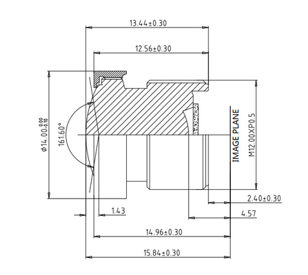 EFL2.2mm Car Digital Cabin Management System Lens ，Front end face diameter Ø14 ，2MP high-pixel