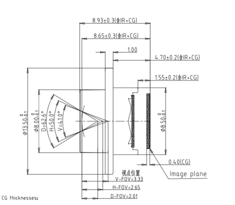 EFL5.21mm Lens and TTL8.93mm Auxiliary Drive Driver Fatigue Monitoring System for M12*P0.5 Thread Size