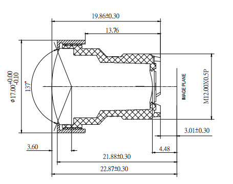 Front Mounted Automotive Camera Lens 3.0mm F1.8 For Car Recorder